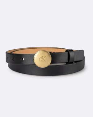 Calvin Klein Monogram Logo Round Plaque Belt