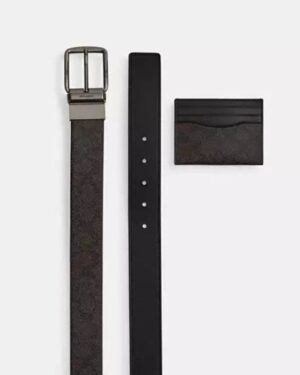 Coach Boxed Card Case And Belt Set In Signature Canvas*Top Rated