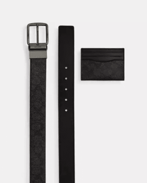 Coach Boxed Card Case And Belt Set In Signature Canvas*Top Rated
