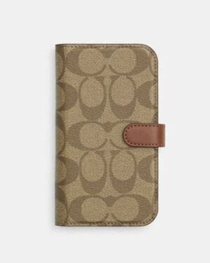 Coach Iphone 15 Pro Folio In Signature Canvas