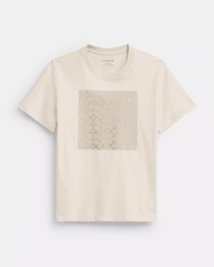 Coach Metallic Signature Square T Shirt In Organic Cotton