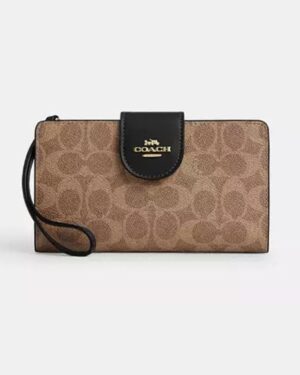 Coach Phone Wallet In Signature Canvas