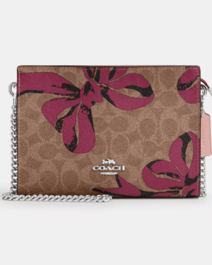 Coach Slim Crossbody Bag In Signature Canvas With Bow Print