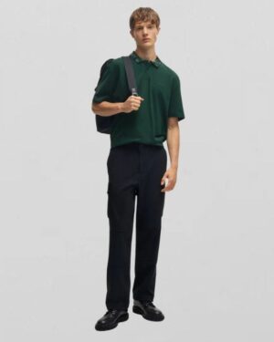 Hugo Boss Cotton-piqué polo shirt with jungle-artwork collar Relaxed fit