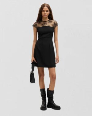 Hugo Boss Slim-fit dress with lace insert