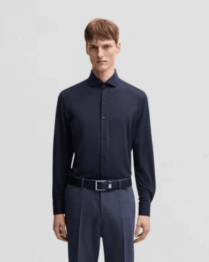 Hugo Boss Slim-fit shirt in structured performance-stretch jersey