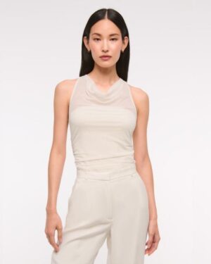 Mesh Cowl Neck Bodysuit