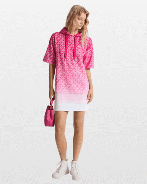 Micheal Kors Ombré Signature Logo Cotton Terry Hoodie Dress