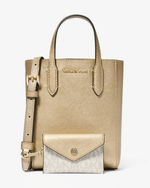 Micheal Kors Vincent Extra-Small Metallic Crossbody Bag With Logo Card Case