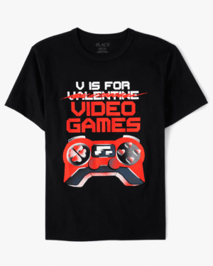 The Children’s Place  Boys V For Video Games Graphic Tee - black
