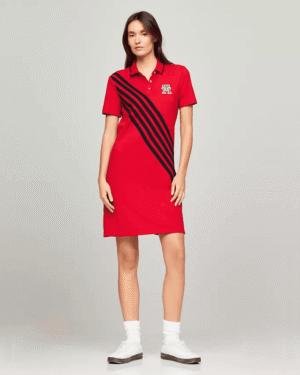 Tommy Hilfiger Diagonal Stripe Banner Polo Dress