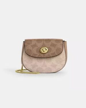 Turnlock Card Case In Blocked Signature Canvas by Coach