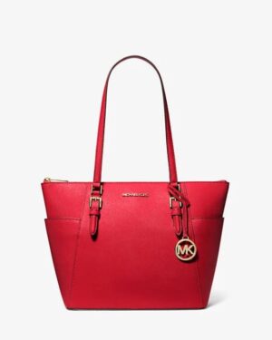 Charlotte Large Saffiano Leather Top-Zip Tote Bag