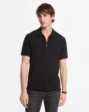 Cotton Zip-Up Polo Shirt