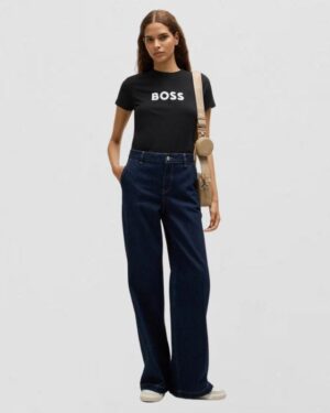 Cotton-jersey T-shirt with contrast logo