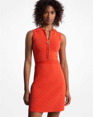 Logo Jacquard Zip-Up Dress