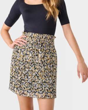 PLEATED PRINT MINI SKIRT