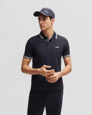 Paddy polo shirt in cotton piqué with logo undercollar