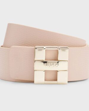 Reversible belt in smooth and grained Italian leather