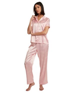 Satin Short Sleeve Notch Collar PJ Set