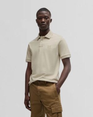 Slim-fit stretch-cotton polo shirt with logo patch