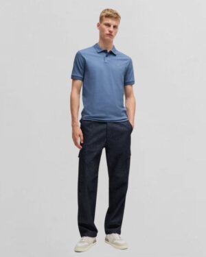 Slim-fit stretch-cotton polo shirt with logo patch