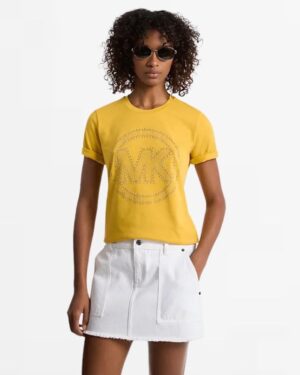 Studded Logo Charm Organic Cotton Jersey T-Shirt