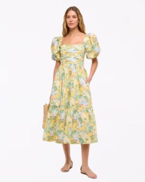 The A&F Emerson Poplin Puff Sleeve Midi Dress