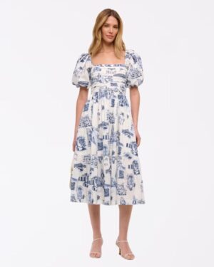 The A&F Emerson Poplin Puff Sleeve Midi Summer Dress