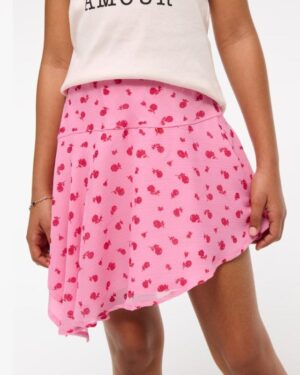 asymmetrical hem mini skort