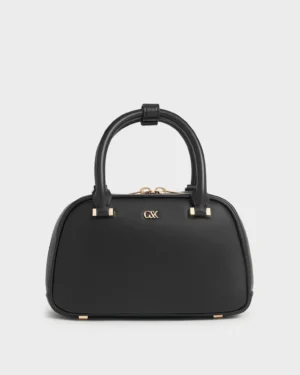 Leather Bowling Bag - Black