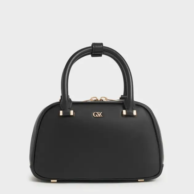 Leather Bowling Bag - Black