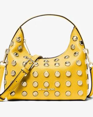 Ember Small Embellished Pebbled Leather Messenger Bag