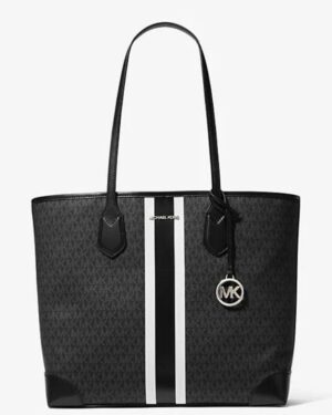 Eva Large Signature Logo Stripe Tote Bag