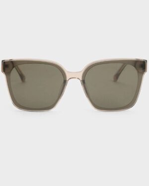Freya Square Thick-Frame Sunglasses - Beige