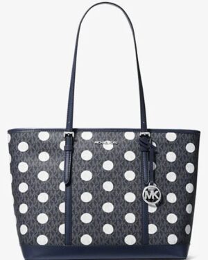 Jet Set Large Polka Dot Signature Logo Tote Bag