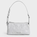 Lark Crinkle-Effect Shoulder Bag - Grey