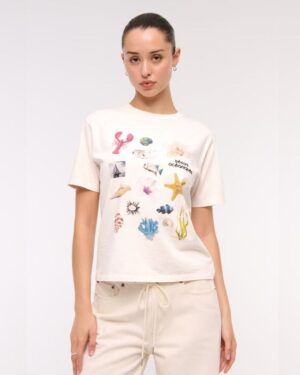 New! Short-Sleeve Ocean Graphic Relaxed Tee