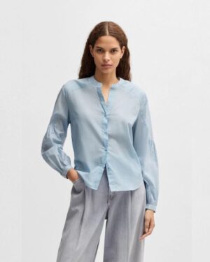 Regular-fit blouse in cotton voile with wide sleeves*on demand Exclusive