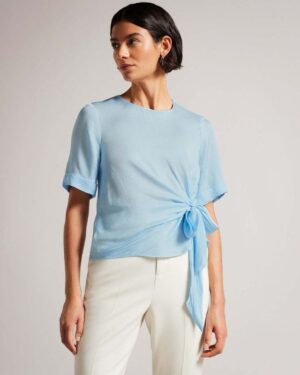 THALIYA Integral Tie Tshirt Women Casual Tops & Tees Lt-Blue
