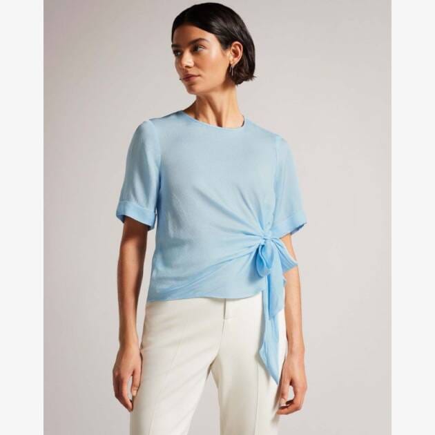 THALIYA Integral Tie Tshirt Women Casual Tops & Tees Lt-Blue