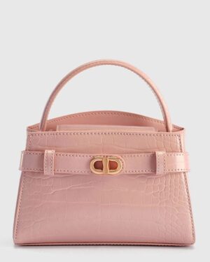 Aubrielle Croc-Effect Top Handle Bag - Light Pink