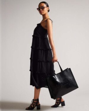 Ted Baker ALLICON Mock Croc Icon Tote Bag Women Tote Bags Black