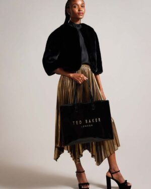 Ted Baker CRIKON Wide Crinkle Texture Icon Tote Bag Women Tote Bags Black