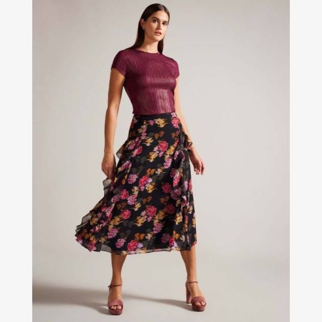Ted Baker KATRINO Metallic Fitted Tee Women Casual Tops & Tees Dk-red*LimitedStock