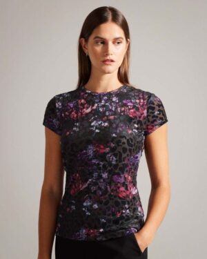Ted Baker MARJET Devore Mesh Tee Women Casual Tops & Tees Black