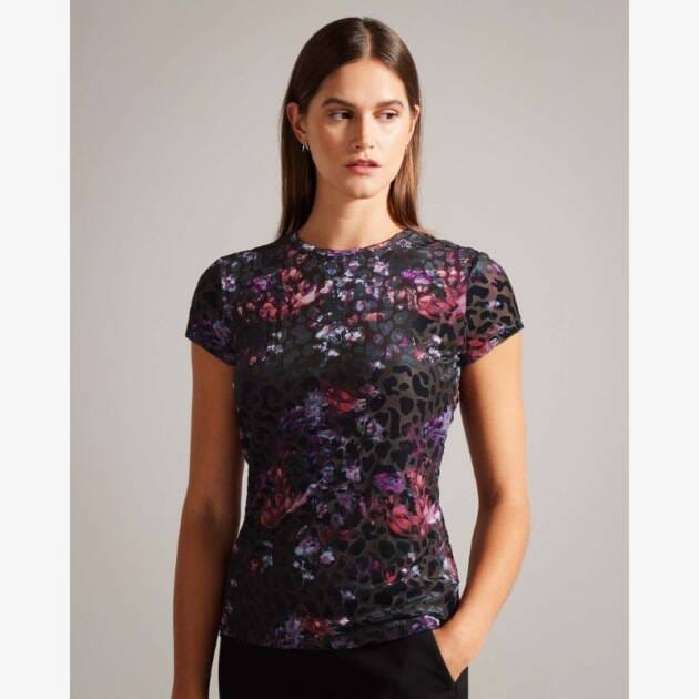Ted Baker MARJET Devore Mesh Tee Women Casual Tops & Tees Black