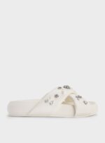 Gem & Pearl Flatform Sandals - White