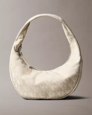 Allover Monogram Logo Crescent Shoulder Bag