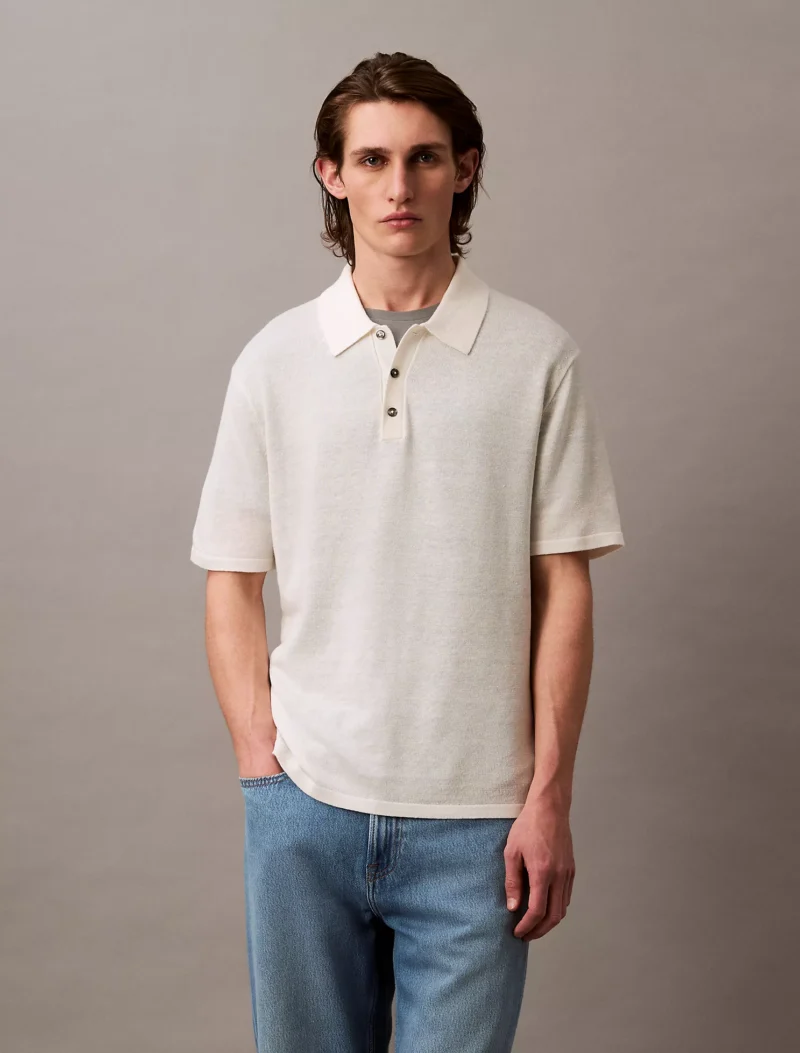 Linen Blend Classic Sweater Polo Shirt